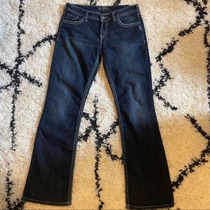 Silver Jeans Womens 31x33 Natsuki Mid Rise Bootcut Blue Dark Wash Denim. In exce